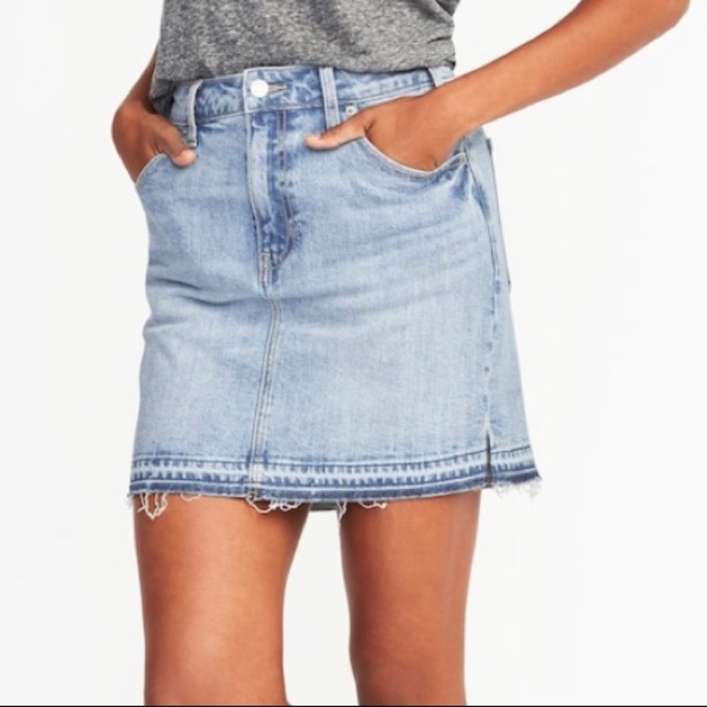 cute denim skirt with an added layer design